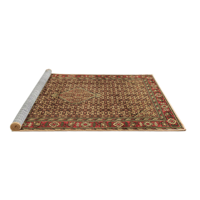 Sideview of Machine Washable Persian Brown Traditional Rug, wshtr1169brn