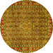 Round Persian Yellow Traditional Rug, tr1169yw