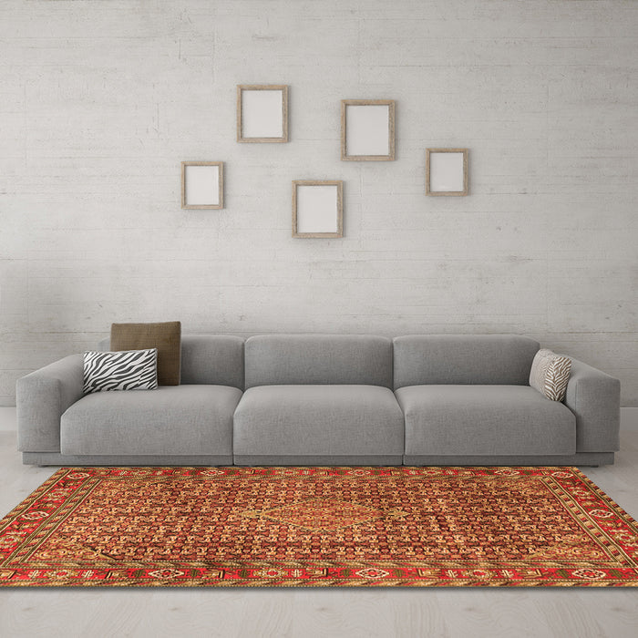 Machine Washable Persian Orange Traditional Area Rugs in a Living Room, wshtr1169org