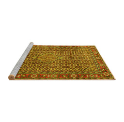 Sideview of Machine Washable Persian Yellow Traditional Rug, wshtr1169yw