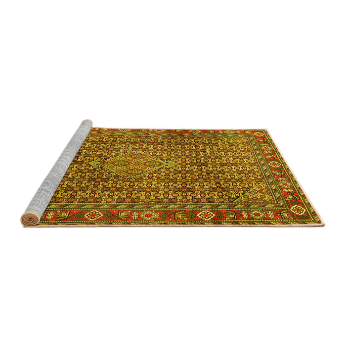 Sideview of Machine Washable Persian Yellow Traditional Rug, wshtr1169yw