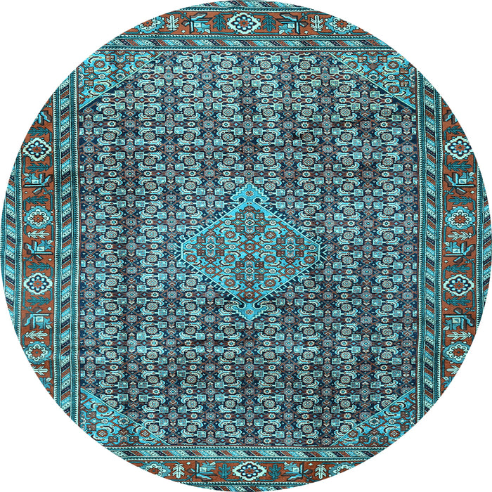 Round Machine Washable Persian Light Blue Traditional Rug, wshtr1169lblu