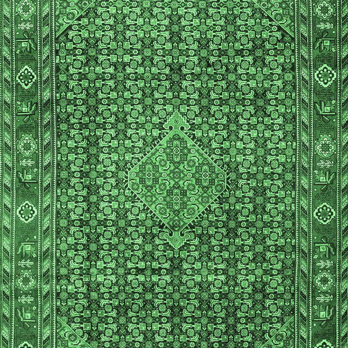 Machine Washable Persian Emerald Green Traditional Area Rugs, wshtr1169emgrn