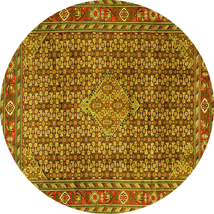 Round Machine Washable Persian Yellow Traditional Rug, wshtr1169yw