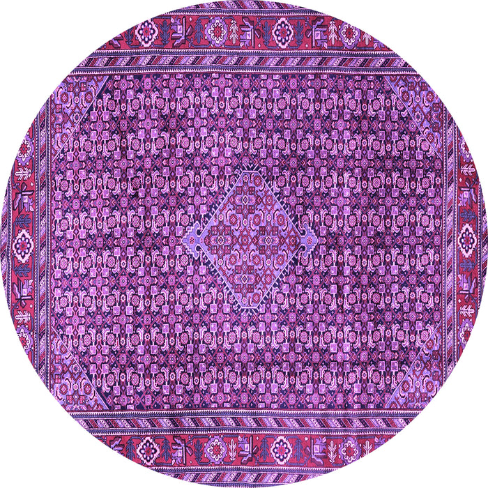 Round Machine Washable Persian Purple Traditional Area Rugs, wshtr1169pur
