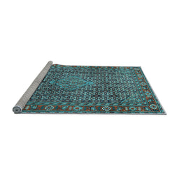 Sideview of Machine Washable Persian Light Blue Traditional Rug, wshtr1169lblu