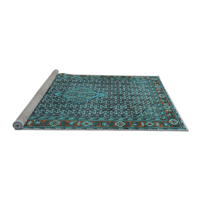 Sideview of Machine Washable Persian Light Blue Traditional Rug, wshtr1169lblu