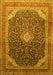 Machine Washable Medallion Yellow Traditional Rug, wshtr116yw