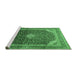 Sideview of Machine Washable Medallion Emerald Green Traditional Area Rugs, wshtr116emgrn