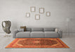 Machine Washable Medallion Orange Traditional Area Rugs in a Living Room, wshtr116org