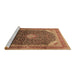 Sideview of Machine Washable Medallion Brown Traditional Rug, wshtr116brn