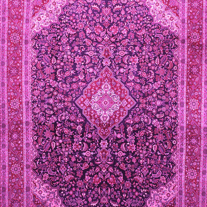 Machine Washable Medallion Pink Traditional Rug, wshtr116pnk