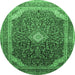 Round Medallion Emerald Green Traditional Rug, tr116emgrn