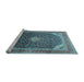 Sideview of Machine Washable Medallion Light Blue Traditional Rug, wshtr116lblu