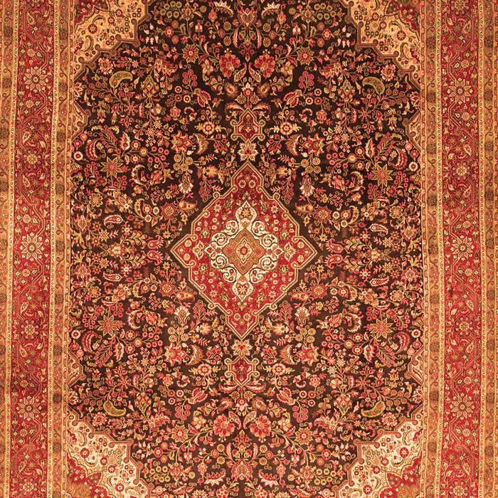 Serging Thickness of Machine Washable Medallion Orange Traditional Area Rugs, wshtr116org