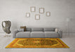 Machine Washable Medallion Yellow Traditional Rug in a Living Room, wshtr116yw