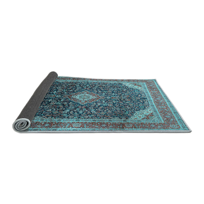 Sideview of Medallion Light Blue Traditional Rug, tr116lblu