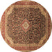 Round Medallion Brown Traditional Rug, tr116brn