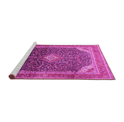 Sideview of Machine Washable Medallion Pink Traditional Rug, wshtr116pnk