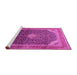 Sideview of Machine Washable Medallion Pink Traditional Rug, wshtr116pnk