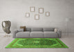 Machine Washable Medallion Green Traditional Area Rugs in a Living Room,, wshtr116grn