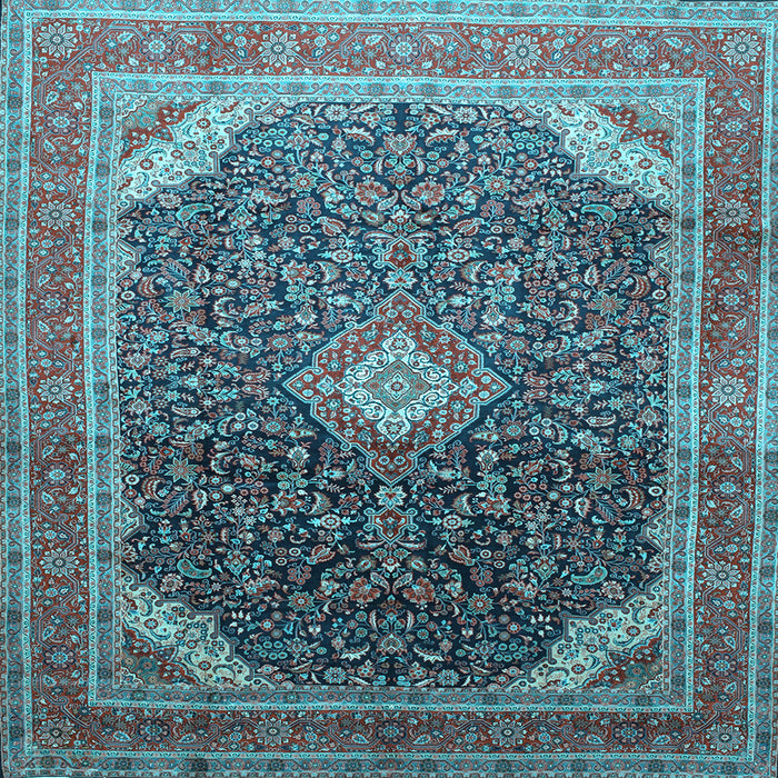 Square Medallion Light Blue Traditional Rug, tr116lblu