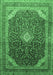 Machine Washable Medallion Emerald Green Traditional Area Rugs, wshtr116emgrn