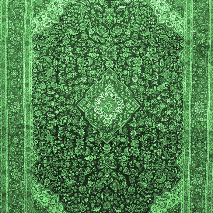 Machine Washable Medallion Emerald Green Traditional Area Rugs, wshtr116emgrn