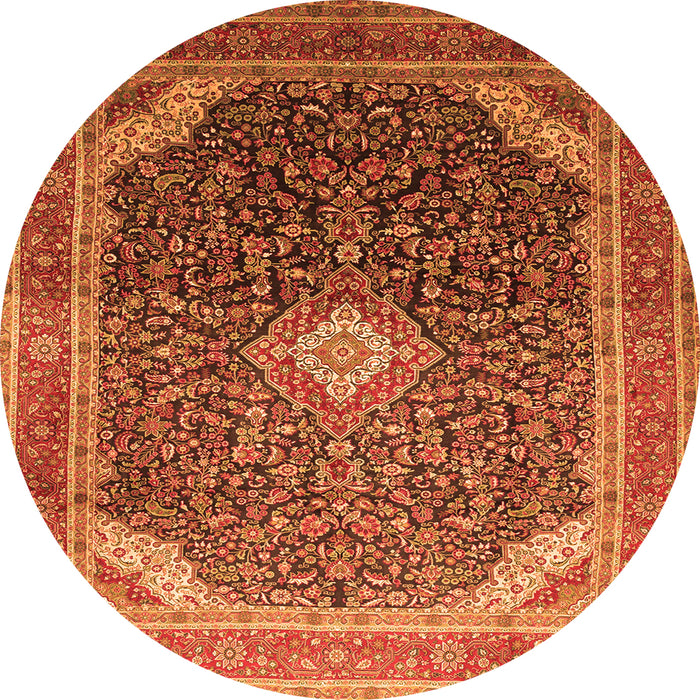 Machine Washable Medallion Orange Traditional Area Rugs, wshtr116org