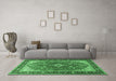 Machine Washable Medallion Emerald Green Traditional Area Rugs in a Living Room,, wshtr1170emgrn