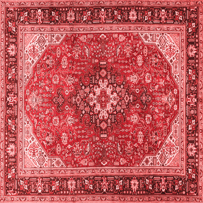 Machine Washable Medallion Red Traditional Rug, wshtr1170red