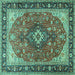 Square Medallion Turquoise Traditional Rug, tr1170turq