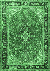 Medallion Emerald Green Traditional Rug, tr1170emgrn