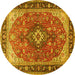 Round Medallion Yellow Traditional Rug, tr1170yw