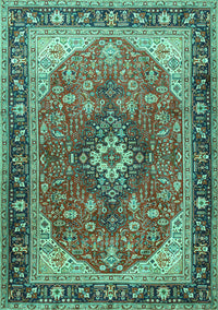 Medallion Turquoise Traditional Rug, tr1170turq