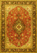 Machine Washable Medallion Yellow Traditional Rug, wshtr1170yw