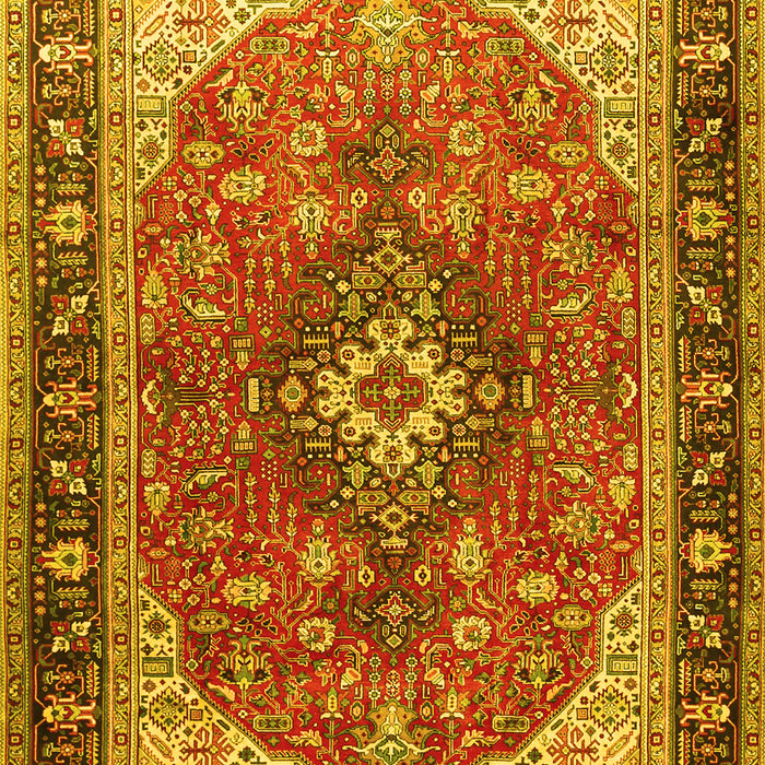 Machine Washable Medallion Yellow Traditional Rug, wshtr1170yw
