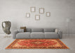 Machine Washable Medallion Orange Traditional Area Rugs in a Living Room, wshtr1170org