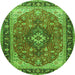 Square Medallion Green Traditional Rug, tr1170grn