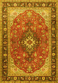 Medallion Yellow Traditional Rug, tr1170yw