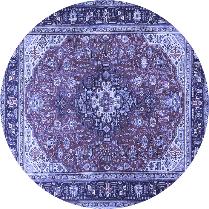 Round Medallion Blue Traditional Rug, tr1170blu