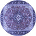 Round Medallion Blue Traditional Rug, tr1170blu