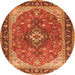 Machine Washable Medallion Orange Traditional Area Rugs, wshtr1170org