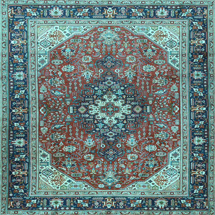 Square Medallion Light Blue Traditional Rug, tr1170lblu