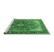 Sideview of Machine Washable Medallion Emerald Green Traditional Area Rugs, wshtr1170emgrn