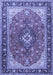 Machine Washable Medallion Blue Traditional Rug, wshtr1170blu