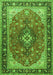 Serging Thickness of Machine Washable Medallion Green Traditional Area Rugs, wshtr1170grn