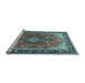 Sideview of Machine Washable Medallion Light Blue Traditional Rug, wshtr1170lblu