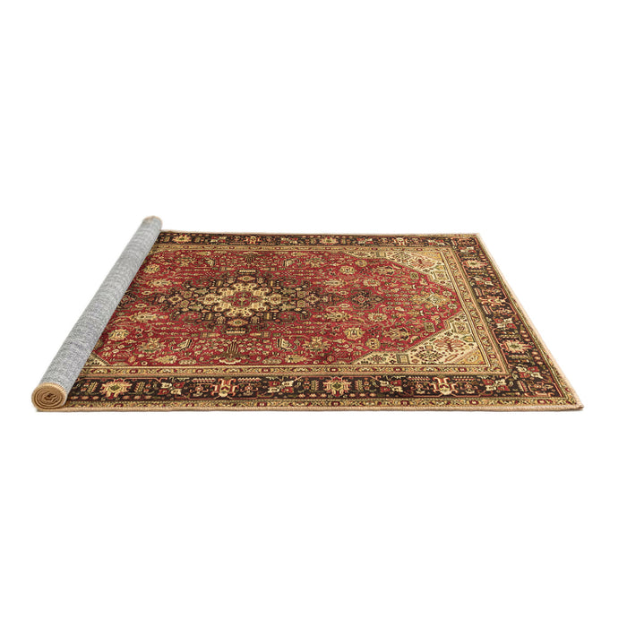 Sideview of Machine Washable Medallion Brown Traditional Rug, wshtr1170brn