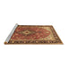 Sideview of Machine Washable Medallion Brown Traditional Rug, wshtr1170brn